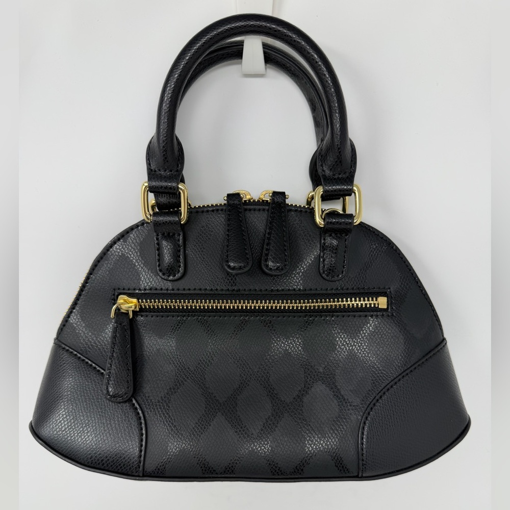 Vera Bradley Mini Angled Bowler Top Handle Bag Leather Black